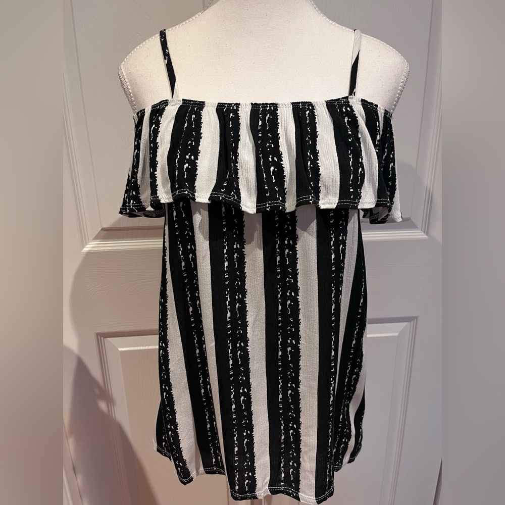 Black and White Striped Women's Top